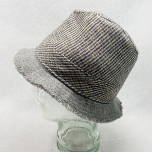 J. Crew Gray Multicolored Wool Plaid Bucket News Boy Hat Small